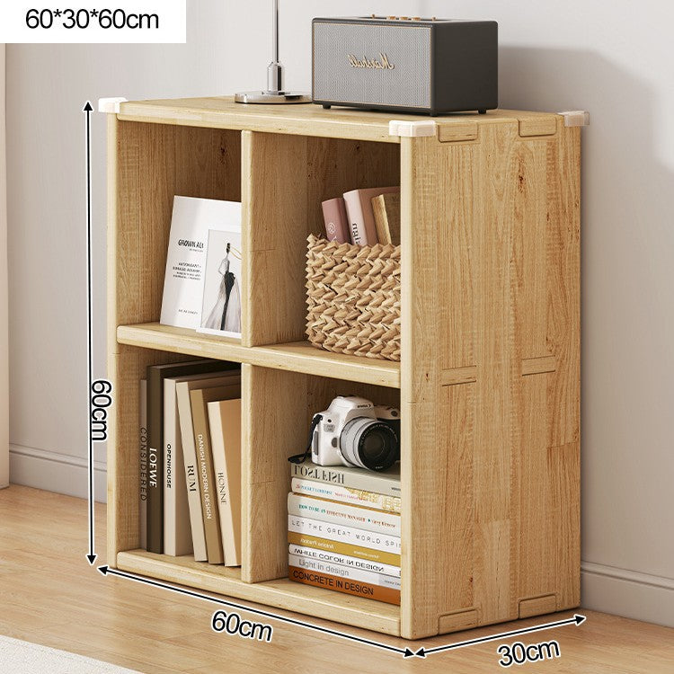 Solid wood bookshelf shelf floor-to-wall combination lattice cabinet living room kindergarten storage low household bookcase