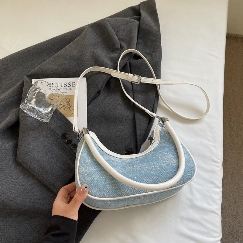 Foreign trade denim bag women's summer 2025 new fashion niche messenger bag high-end single shoulder underarm dumpling bag