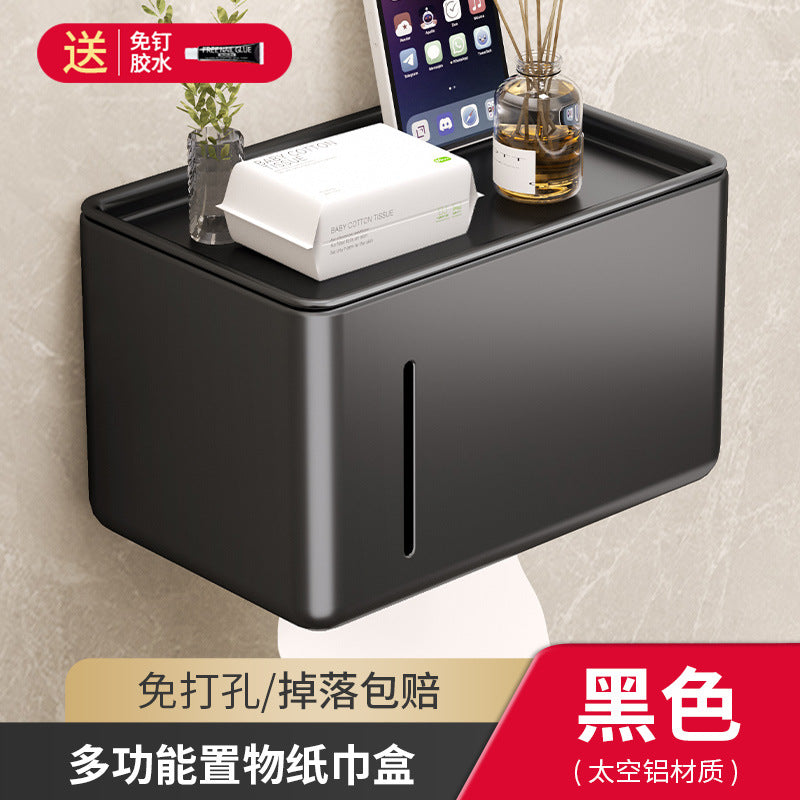 Gun Ash Toilet Tissue Box No Punching Waterproof Wall Mounted Toilet Roll Paper Drawing Toilet Paper Toilet Paper Shelf