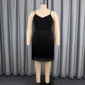 spring elegance tassel patchwork mesh silm hip skirt cross-border elegant work clothingdresses