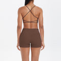 new cloud-soft brushed camisole bra with beautiful back design, casual running fitness butt-lifting shorts, yoga outfit for women