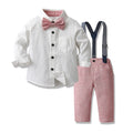 Boys' spring outfit korean style long-sleeve shirt and overalls gentleman's formal wear for children's first birthday celebration