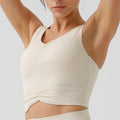environmental-friendly sports bra with chest pad tight back yoga bra pleated ribbed fitness sports intimates