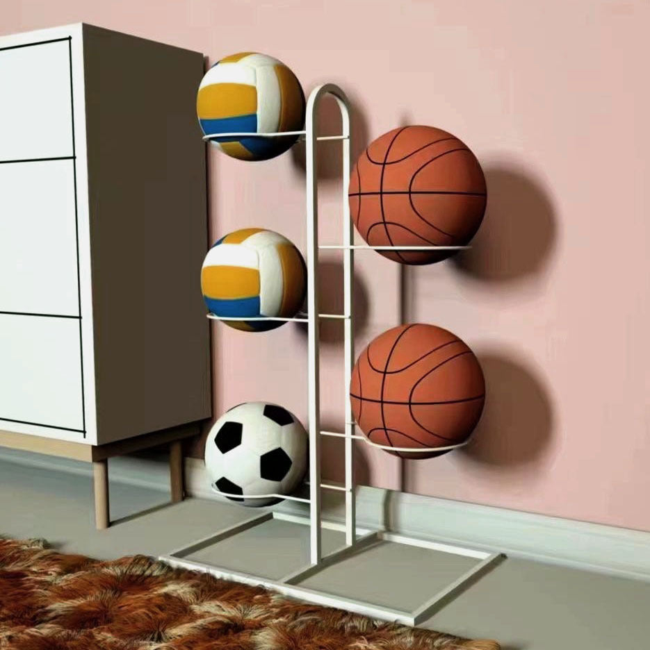Simple household indoor children's basketball storage rack, ball placement, football leather ball rack, ball placement, mobile floor type