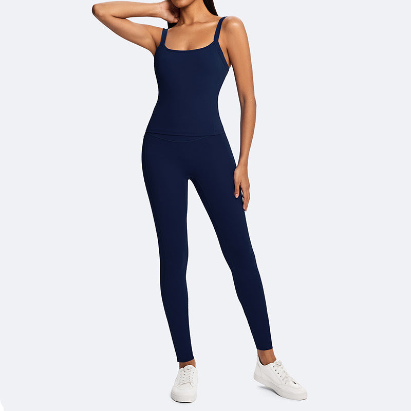 European and american new eco-friendly fabric racerback sports bra women's yoga top high-impact shockproof running yoga vest