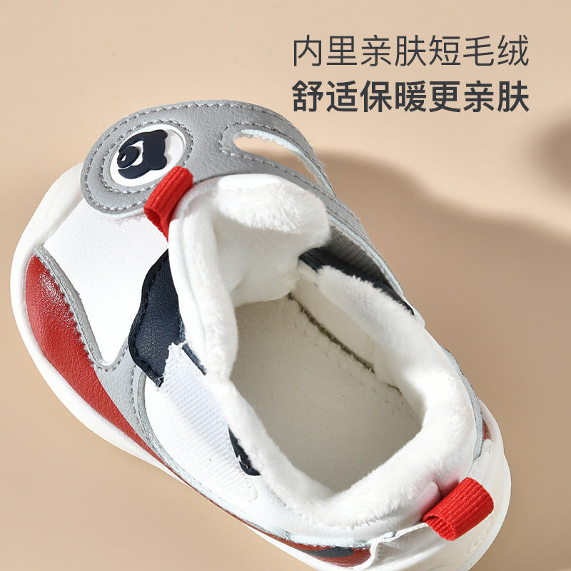 Toddler shoes for baby boys 0-1-3 years old, autumn/winter infant and toddler shoes for baby girls, soft sole non-slip, fleece-lined, extra thick cotton shoes