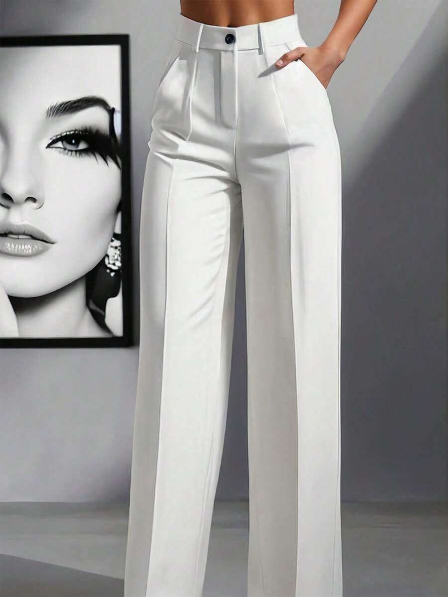 european and american  independent station pure colorcasual women's high waist pleated loosepants work pants trousers