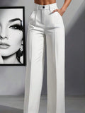 european and american  independent station pure colorcasual women's high waist pleated loosepants work pants trousers