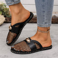 Exportnew arrivalplus sizemary jane mesh breathable flats slippers women's toe mesh breathable fishnet toe half drag