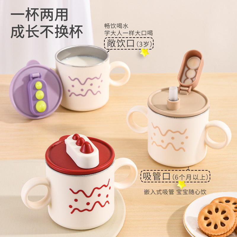 Kids' sippy cup with spout, graduated baby milk cup, drinking cup, home use baby straw cup, maternity and baby supplies