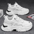Men's winter 2025 new arrival: popular mid-top sneakers for middle school students - athletic, running, soft sole, height increasing, youth style, white, dad shoes, trendy footwear