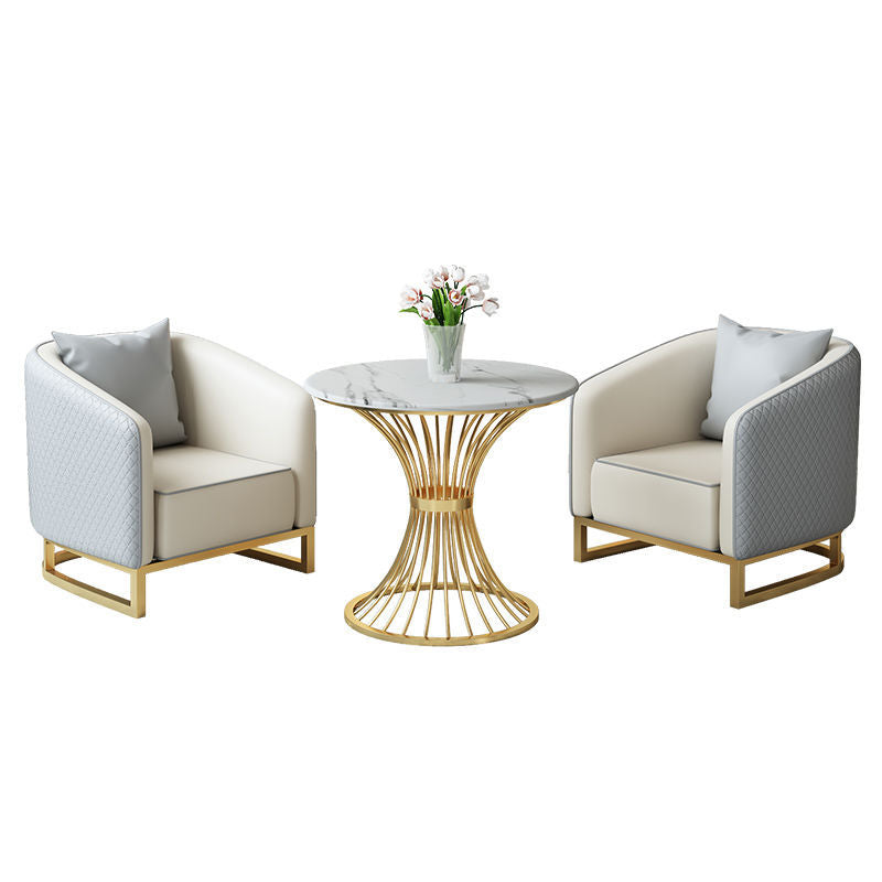 Hotel lobby sofa chair rest area reception booth sales office reception negotiation table and chair combination solid wood frame