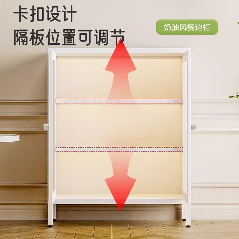 Kitchen and dining room storage cabinet, cream fresh style storage iron cabinet, casual sun panel door, living room tea and sideboard