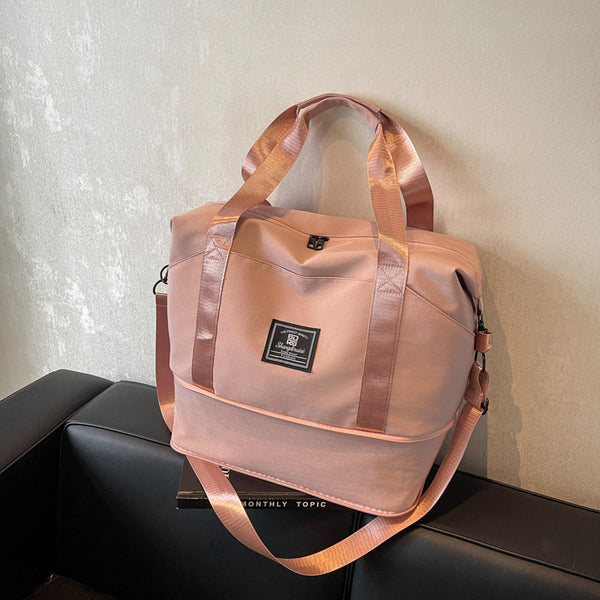 Fitness bag Large capacity portable business trip portable duffel bag Maternity waiting for delivery storage bag Expandable sports fitness bag