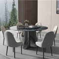 Italian light luxury ultra-crystal stone dining table and chair set, marble dining table, small apartment home use, stainless steel round table with turntable