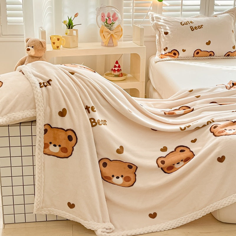 Winter flannel blanket thickened warm coral fleece blanket milk fleece nap blanket office blanket wholesale