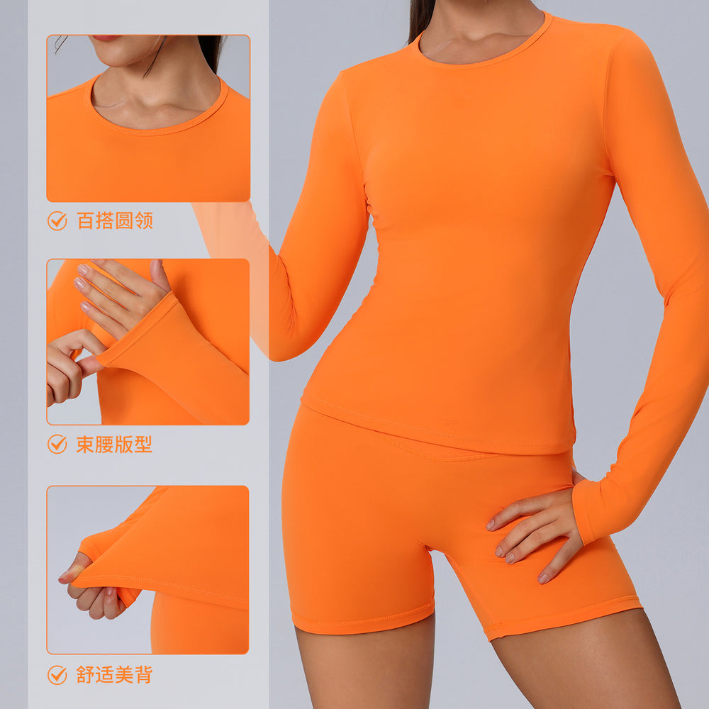 Amazon's new long sleeves yoga wear tight breathable elastic fitness wear professional training sportswear tops t-shirt