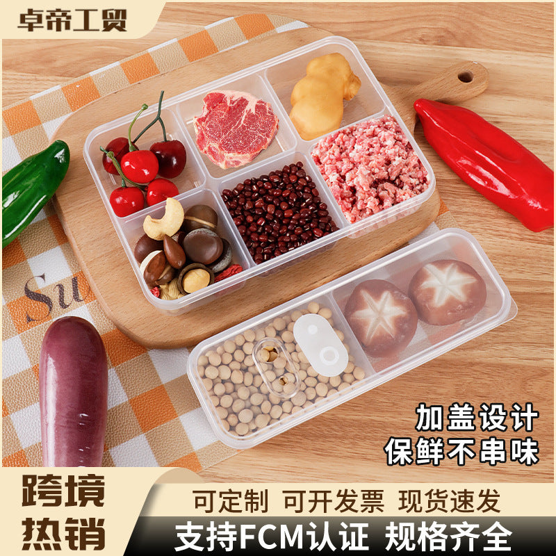 Food compartment storage box, plastic crisper box, meat and ingredients freezer box, ginger, onion and garlic box, packaging and storage, vegetable preparation box