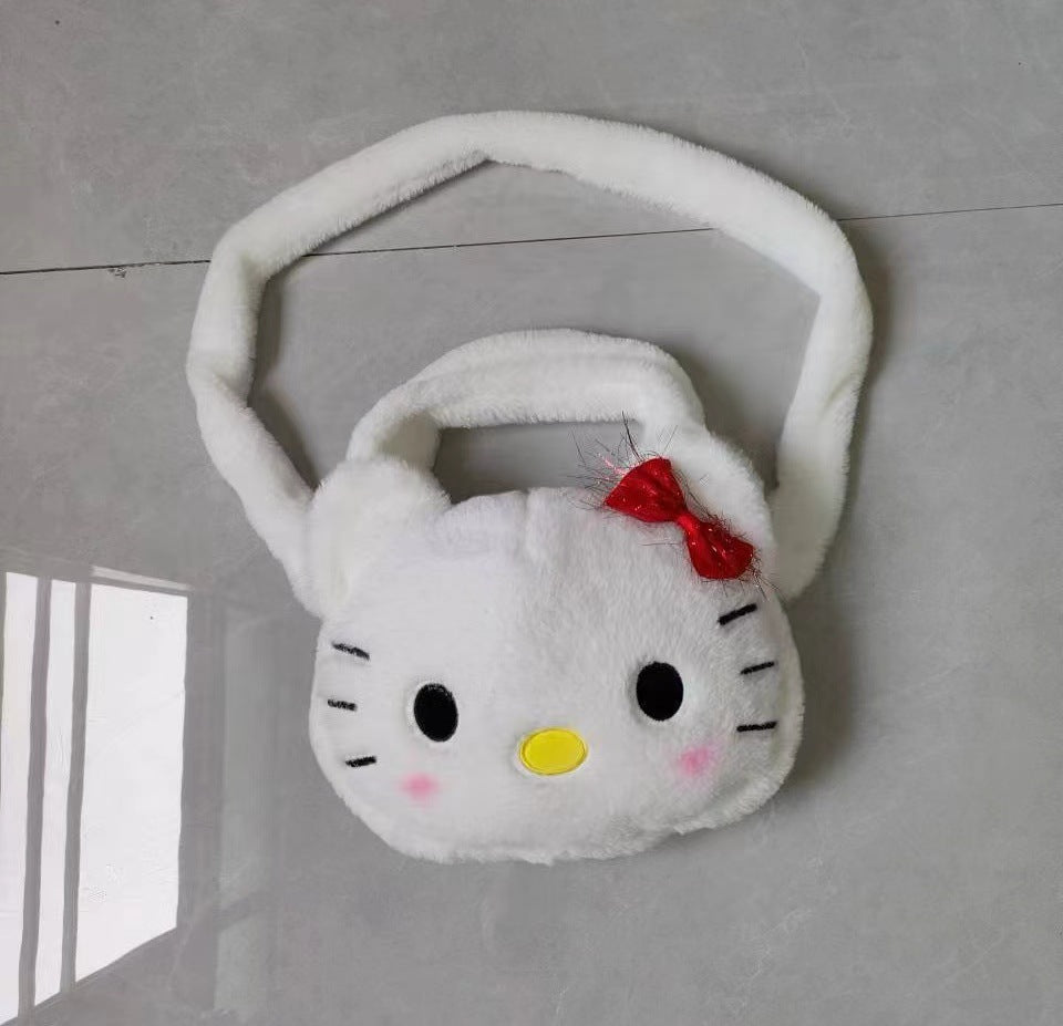 New cute animal crossbody bag for women - japanese style soft and sweet girly plush cartoon foreign trade bag - children's handbag