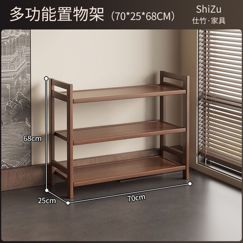 Solid wood chinoiserie tea set storage rack tea ornaments display rack tea cabinet small tea room storage cabinet