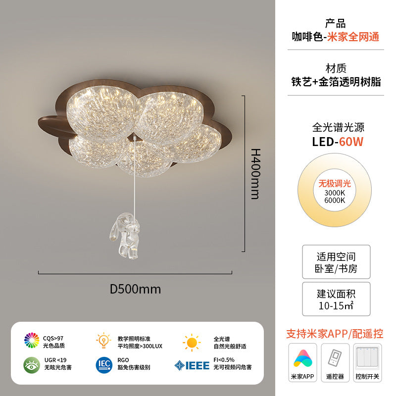 Light luxury flower bedroom light 2024 new post-modern all-copper master bedroom room lighting creative rabbit children's room