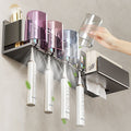 Toothbrush rack without punching gun gray bathroom tooth cup mouthwash cup storage wall-mounted paper towel holder all-in-one