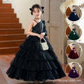 Custom european and american children's formal dress tulle cake princess dress off-the-shoulder girl's dress for piano performance