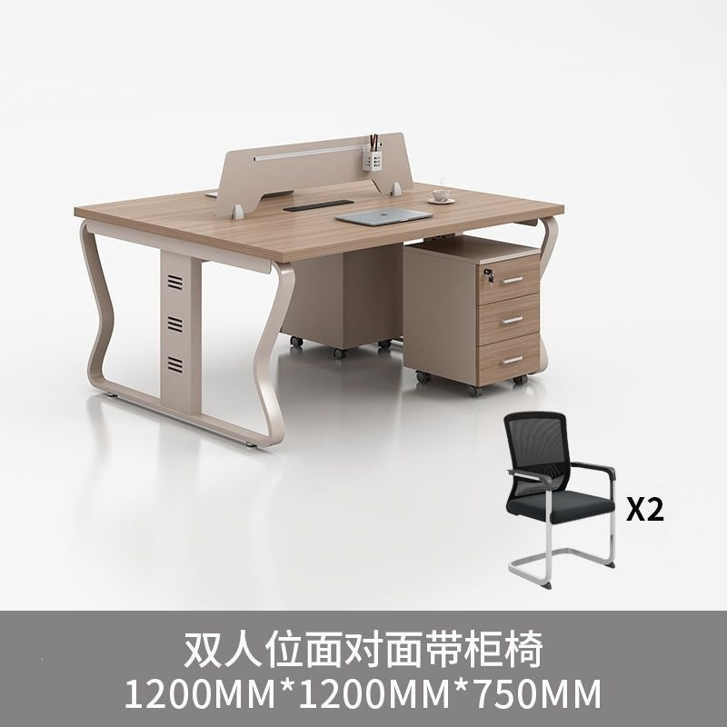 Computer desk and chair set - modern minimalist conference table for meetings, partitioned multi-person office desk for employees