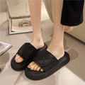K-stylethick sole slippers for women 2024new arrival feeling of stepping on shit popularvelcroplaidcasualoutwear one-line sandals