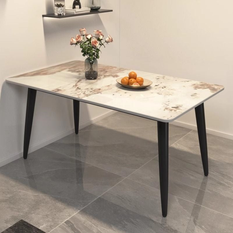 Rock slab dining table and chair combination dining table for home small apartmentaccessible luxury living room dining table rectangular modern marble casual