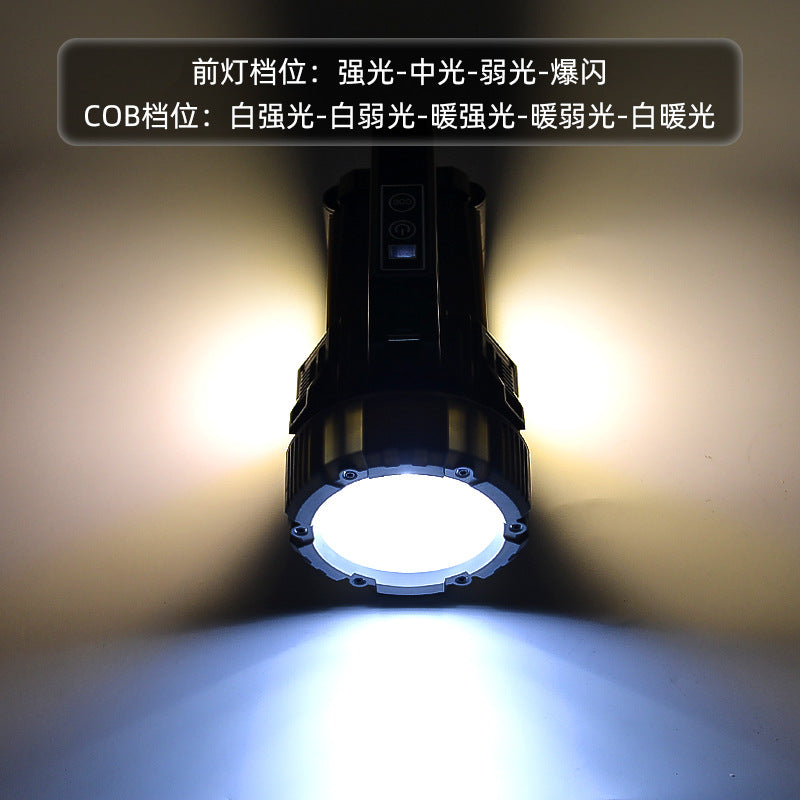 Cross-border new product 3 * P70 portable high-power searchlight flashlight with telescopic rod to pull COB side light multi-functional dew