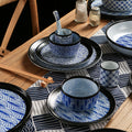 Japanese blue pattern soup bowl for home creative ramen bowl student dormitory instant noodle bowl rice bowl salad bowl retro bowl
