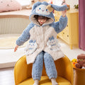 Three-layer quilted thickened pajamas winter boys coral velvet girls three-layer quilted thickened heattech home clothes baohou