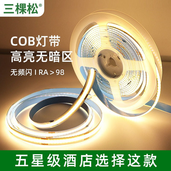 Three pine cob light strip 24V low voltage led home outdoor Zhongshan home improvement cabinet self-adhesive wholesale led light strip