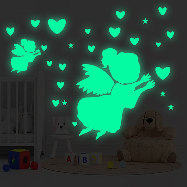 YG1012 love angel luminous wall sticker children's room wall decoration cartoon animation sticker living room bedroom self-adhesive