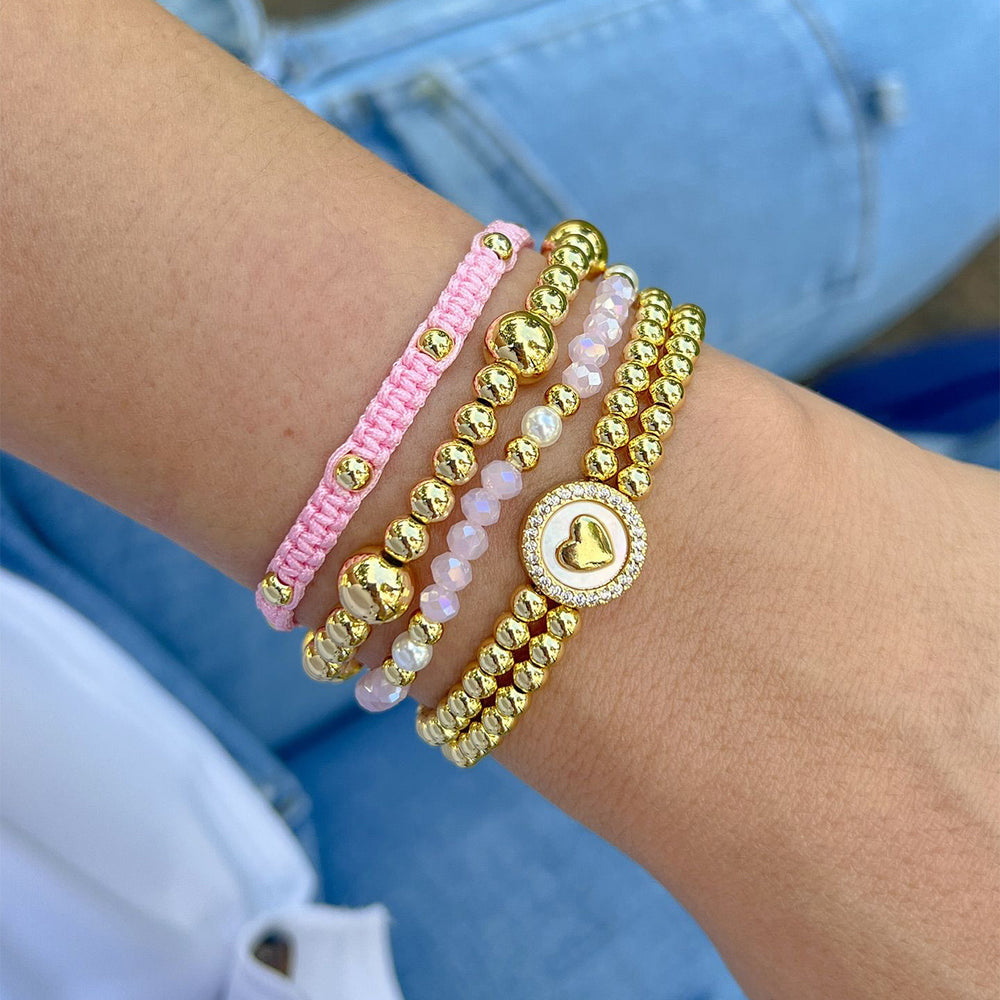 Bohemian beaded bracelet wholesale european and american stacking design niche ins heart 4-piece set elastic bracelet for women