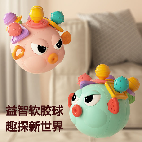 Cross-border  export Manhattan clasp ball can grind teeth newborn baby toy baby twister puffer fish