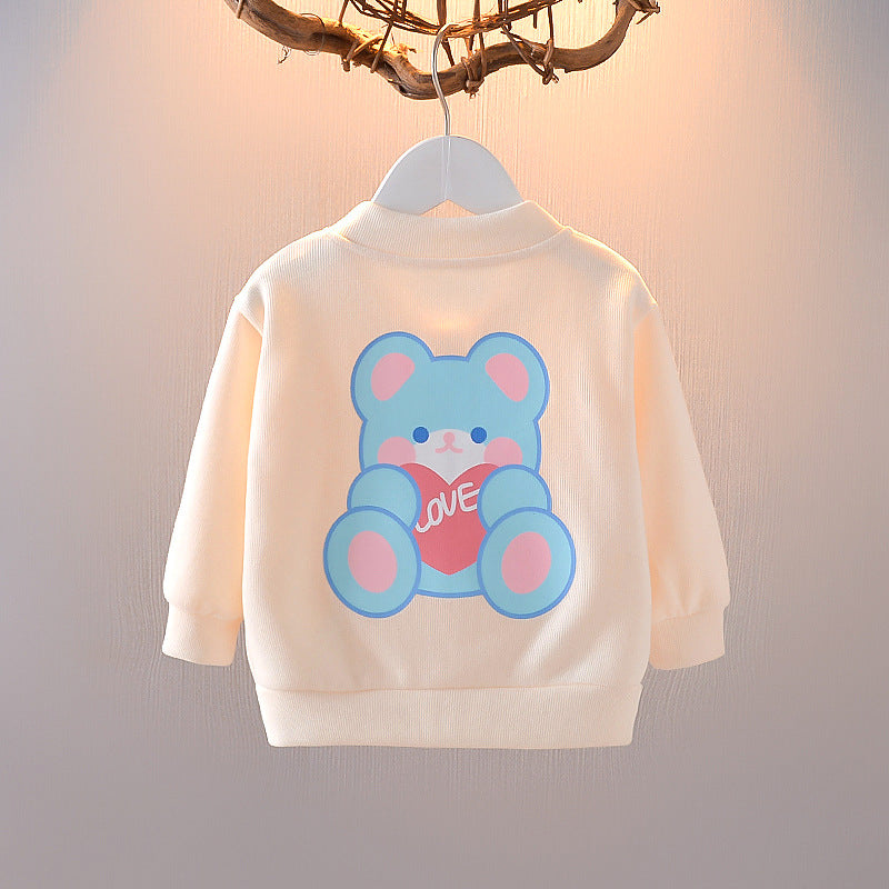 One-and-a-half-year-old baby girl's autumn coat, toddler's autumn baby cardigan, girl's lightweight spring and autumn  new top