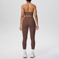 New women's solid color brushed halter tank top and pocket pants yoga set - two-piece activewear for running and fitness
