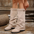 export women's boots pointed toe large tube straight metal buckle medium long boots plus size thick heel pants boots women's boots