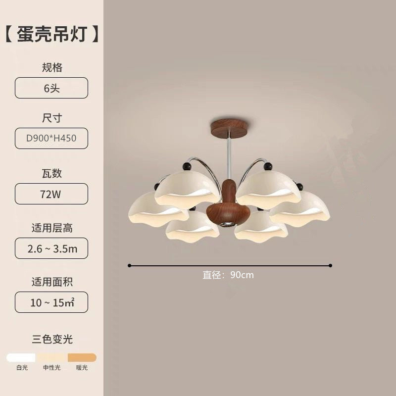 Medieval style eggshell main light American simple retro high-end walnut color bedroom study lighting living room chandelier