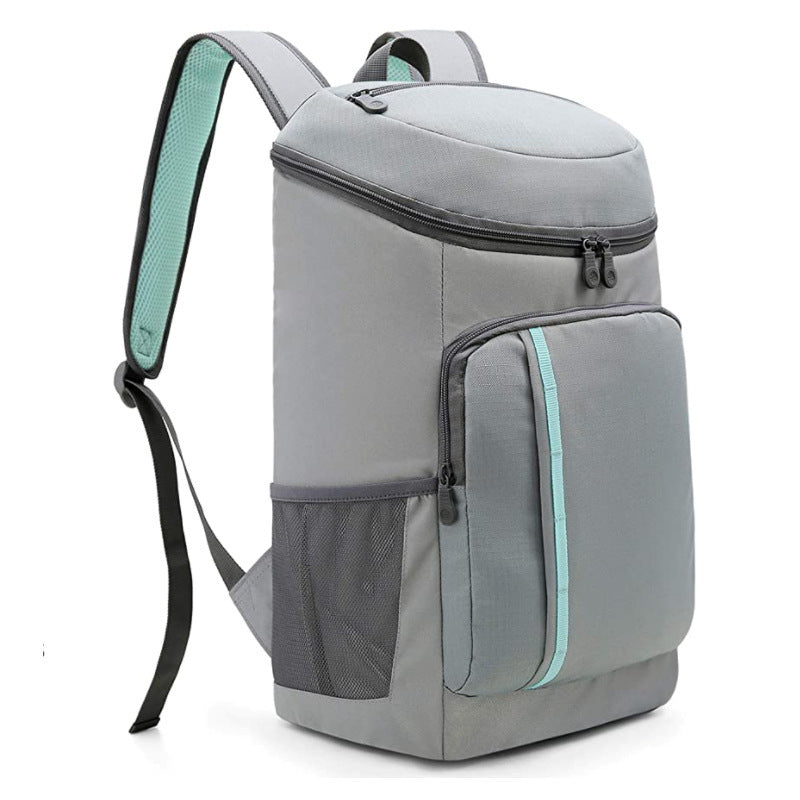 camping ice pack double shoulder thermal bag large capacity two-color oxford cloth patchwork thermal double shoulder bag