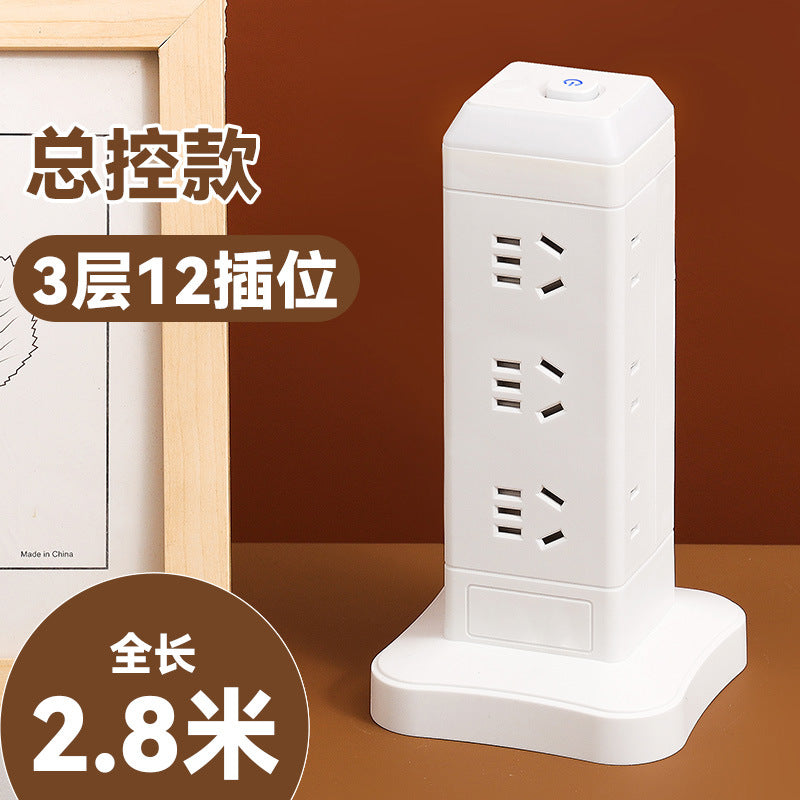 Authentic home & office vertical power strip - multi-outlet, pure copper, with usb ports - tower style