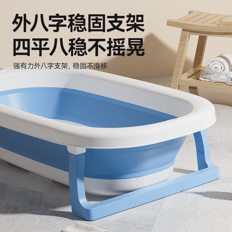 Large collapsible baby bathtub - portable baby bathtub for home use - infant and toddler bath seat - plastic newborn and children's bath supplies
