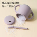 Wow kids food grade silicone double ear cup cross-border hot selling baby double handle straw water cup anti-fall milk cup
