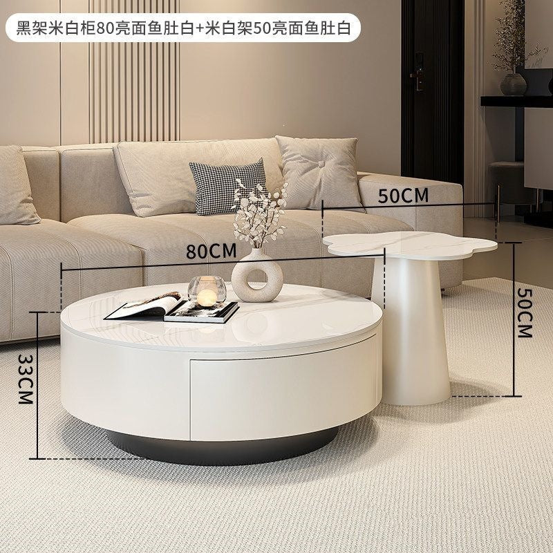 Round slate coffee table combination living room for home italian normcore tea table large and small apartmentaccessible luxuryclassy sense tea table