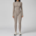 vertical striped stand-up collar jumpsuit half-zip all-in-one fitness suit for women high-intensity sports yoga suit