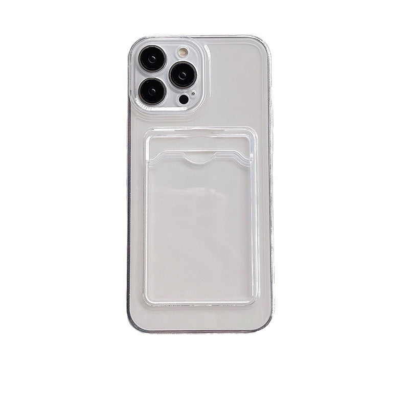 Card slot transparent case for apple 15 pro full coverage phone case iphone 11/12 minimalist anti-drop protective cover