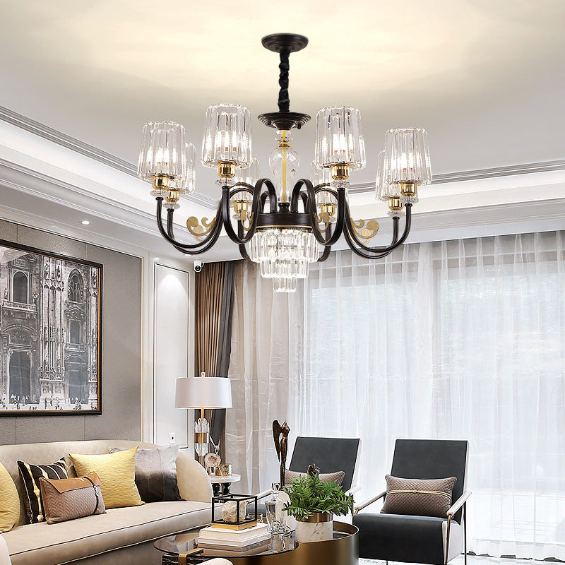 Living room lamp modern simple atmosphere light luxury hall high-end lighting villa duplex building American lamp crystal chandelier