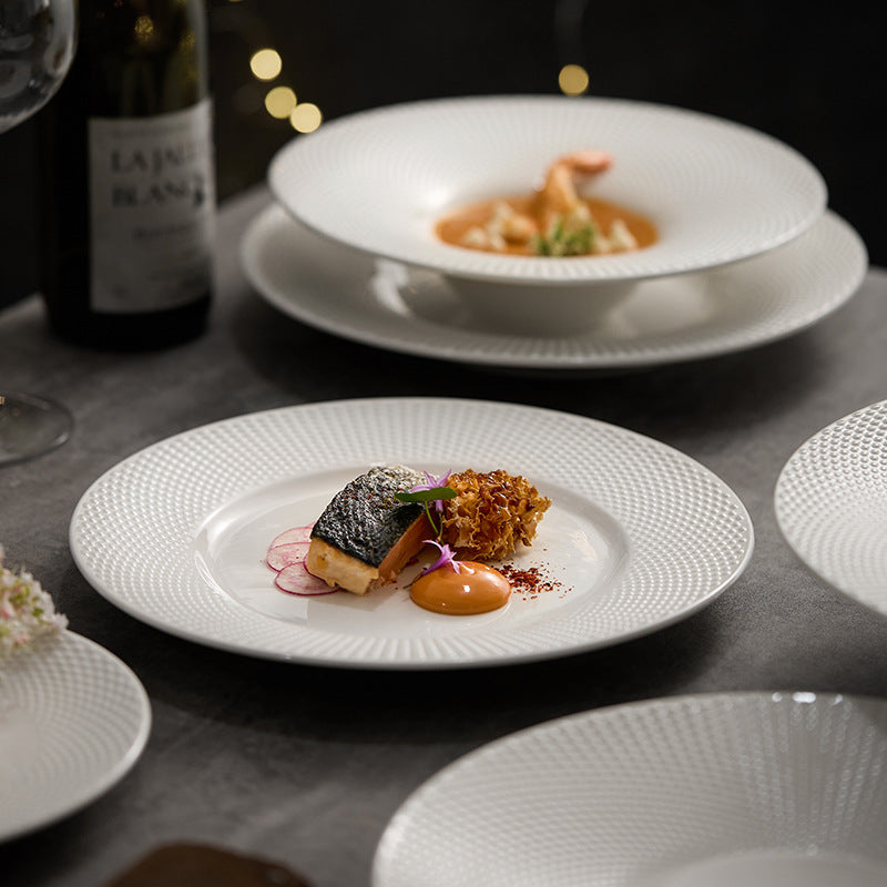 Byron ceramic western dinner plate - premium hotel steak plate - hotel tableware embossed feature plate - dinner plate